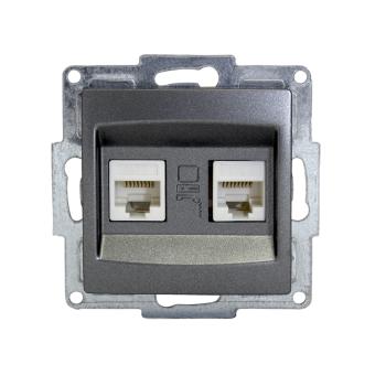 Gunsan Visage Datenbuchse 2-fach CAT6 Internet Netzwerk Unterputz Dunkelsilber